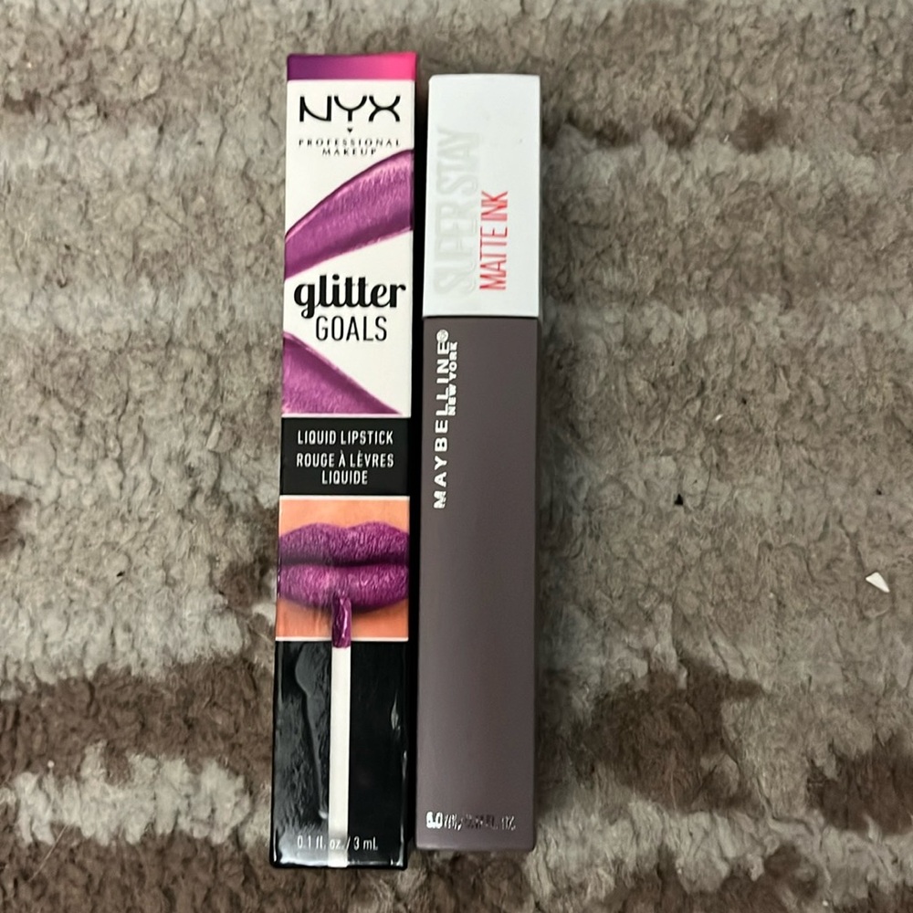 ✨ NYX Glitter Lipstick & Maybelline SuperStay Mate Ink - Bundle Set